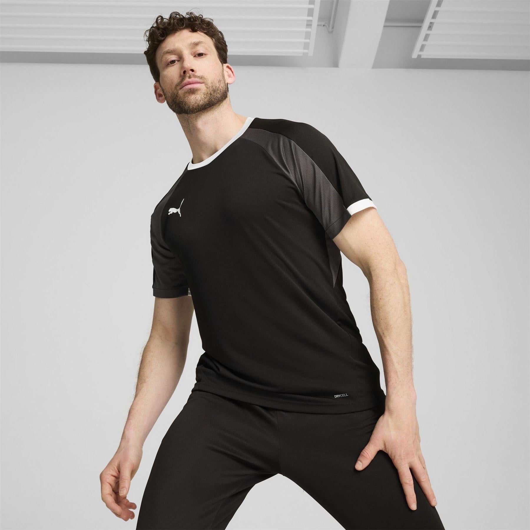 Black-White-Ash - Side - Puma Mens Individualliga Tailored T-Shirt