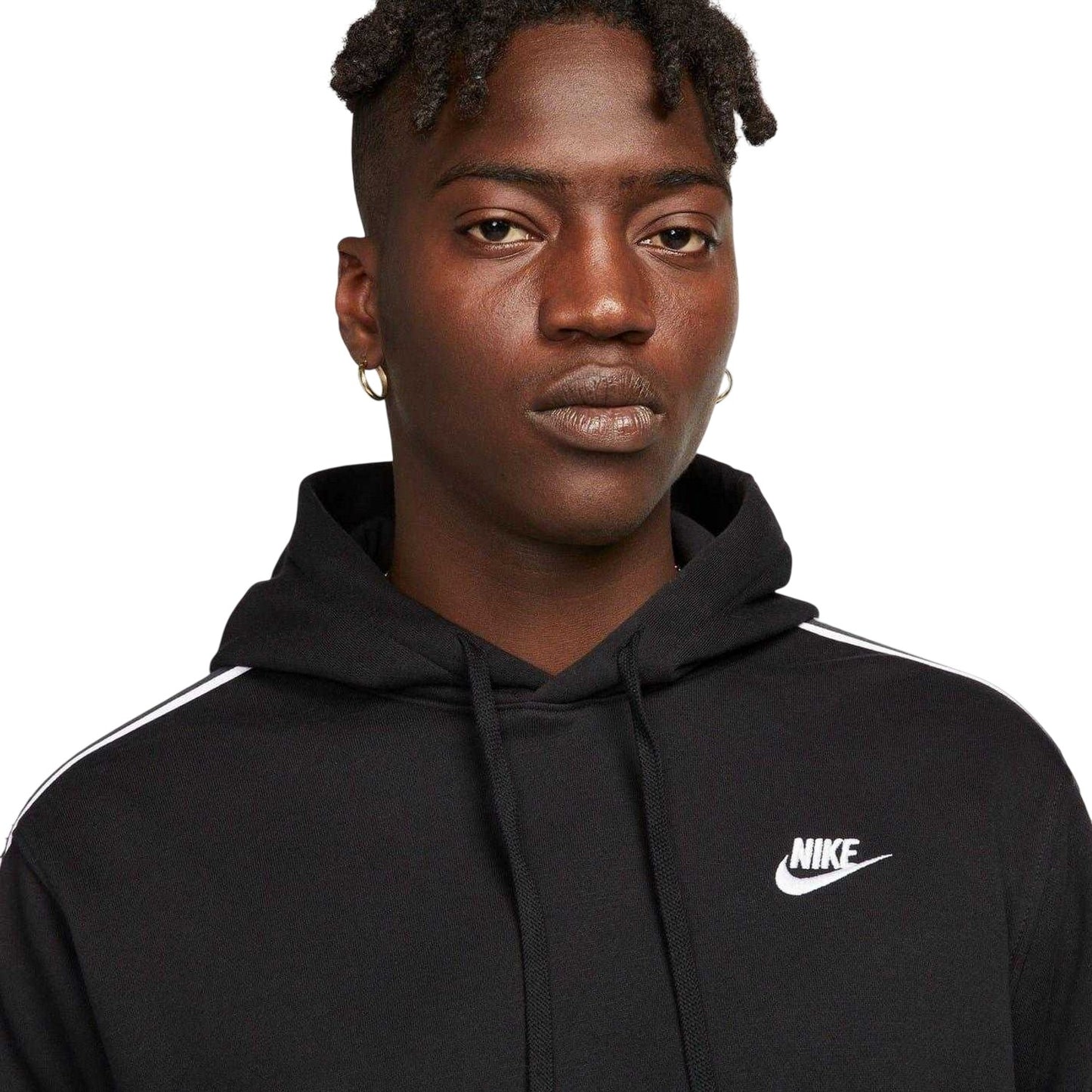Black-White - Side - Nike Mens Club Fleece Hooded Tracksuit