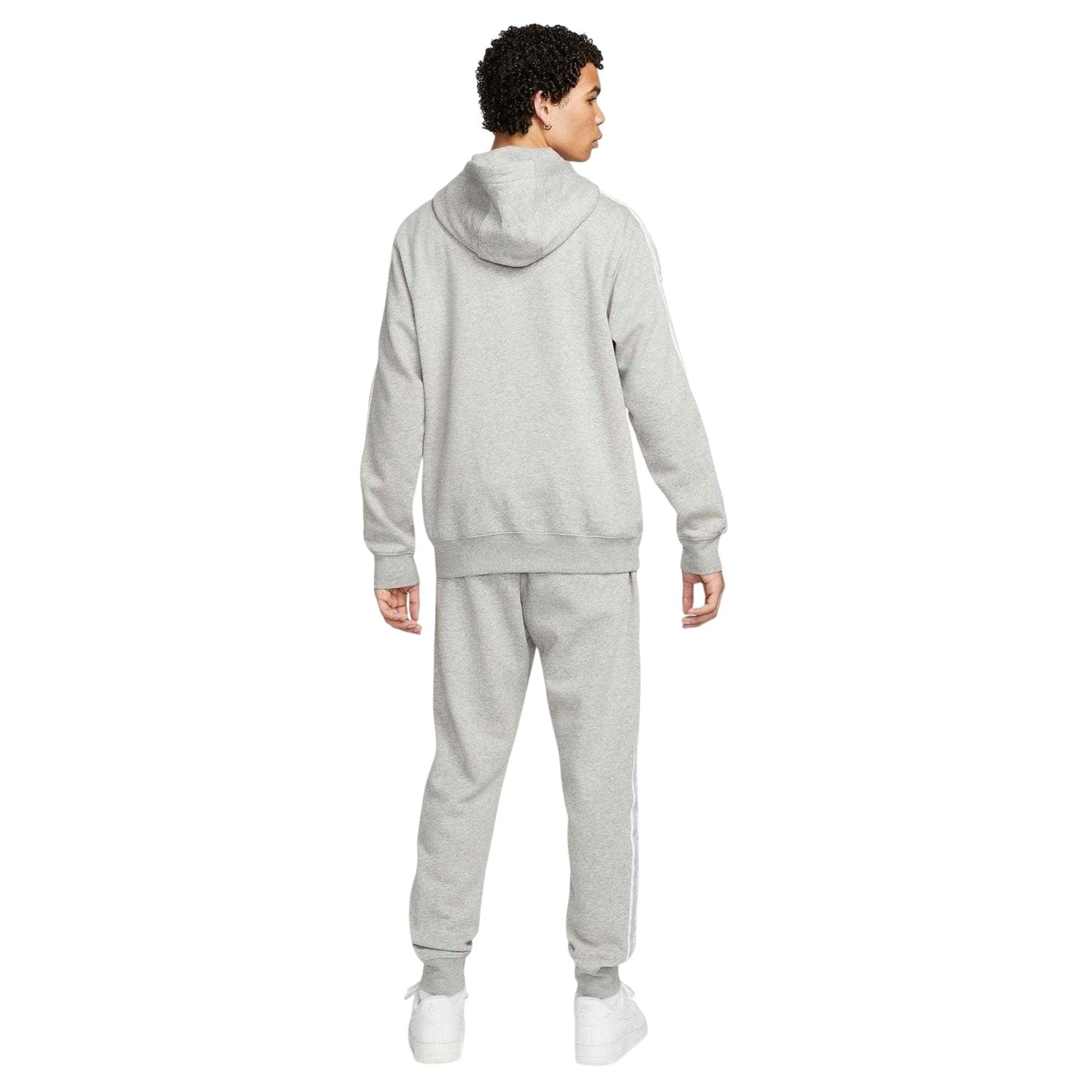 Dark Grey-White - Back - Nike Mens Club Fleece Hooded Tracksuit