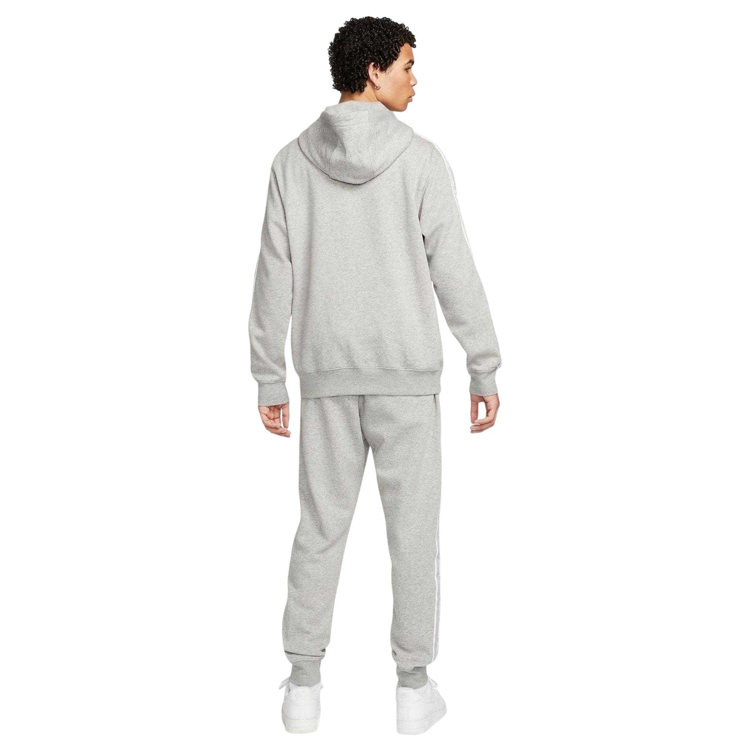 Dark Grey-White - Back - Nike Mens Club Fleece Hooded Tracksuit