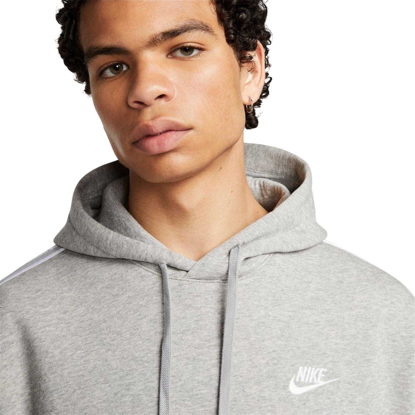Dark Grey-White - Side - Nike Mens Club Fleece Hooded Tracksuit