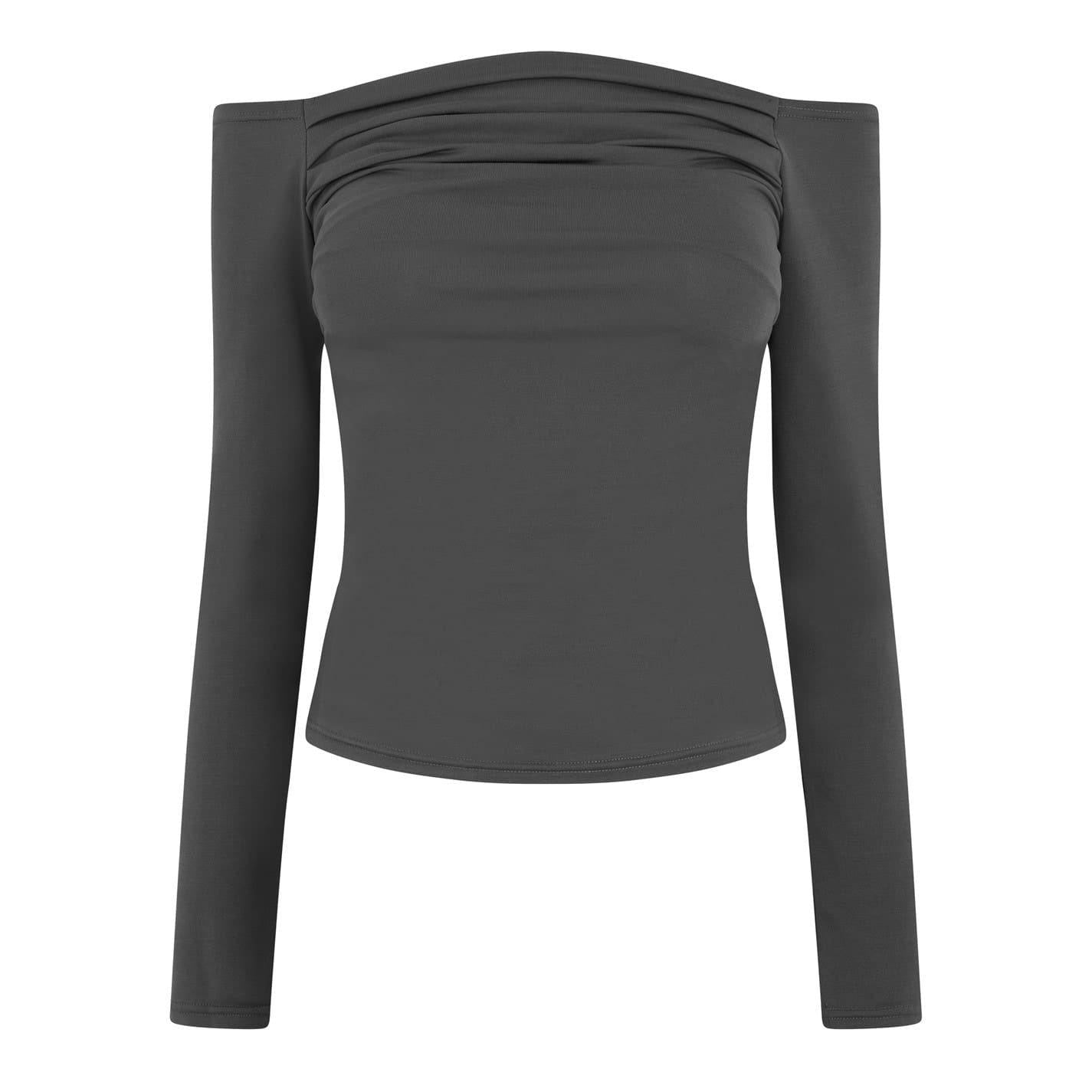 Folkstone Grey - Front - Jack Wills Womens-Ladies Ruched Bardot Top