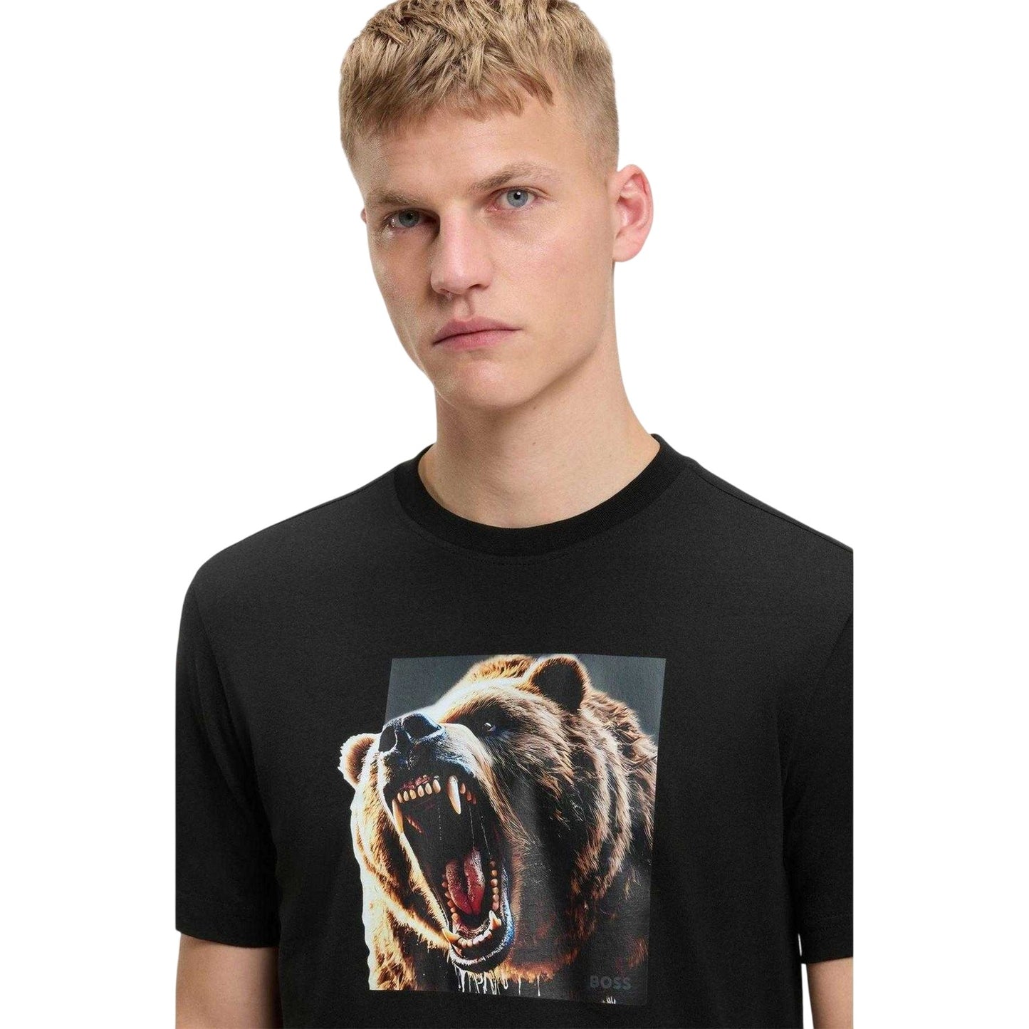 Black - Side - Boss Mens Doberman Cotton T-Shirt