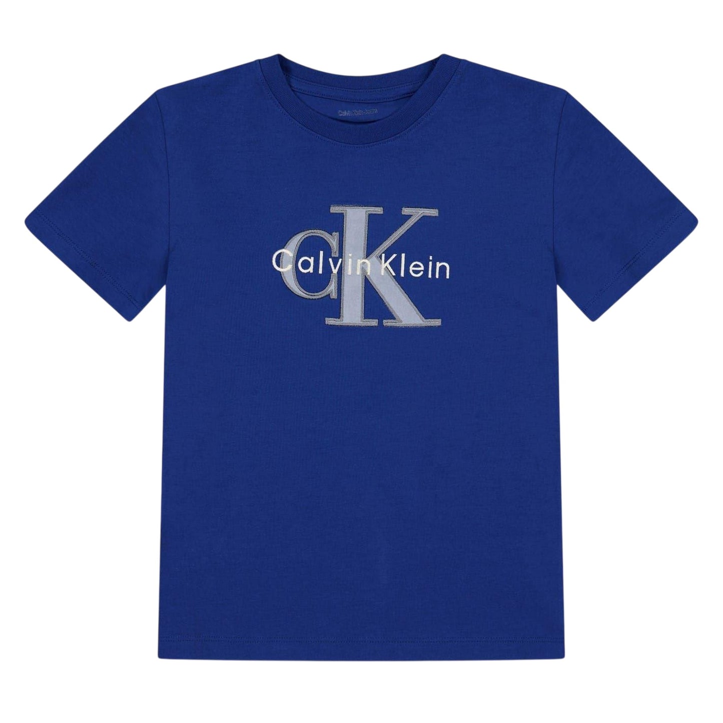 Admiral Blue - Front - Calvin Klein Childrens-Kids Logo Cotton T-Shirt