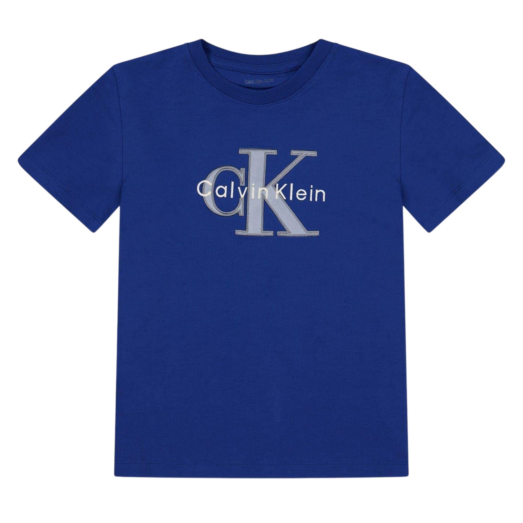 Admiral Blue - Front - Calvin Klein Childrens-Kids Logo Cotton T-Shirt
