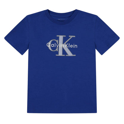 Admiral Blue - Front - Calvin Klein Childrens-Kids Logo Cotton T-Shirt