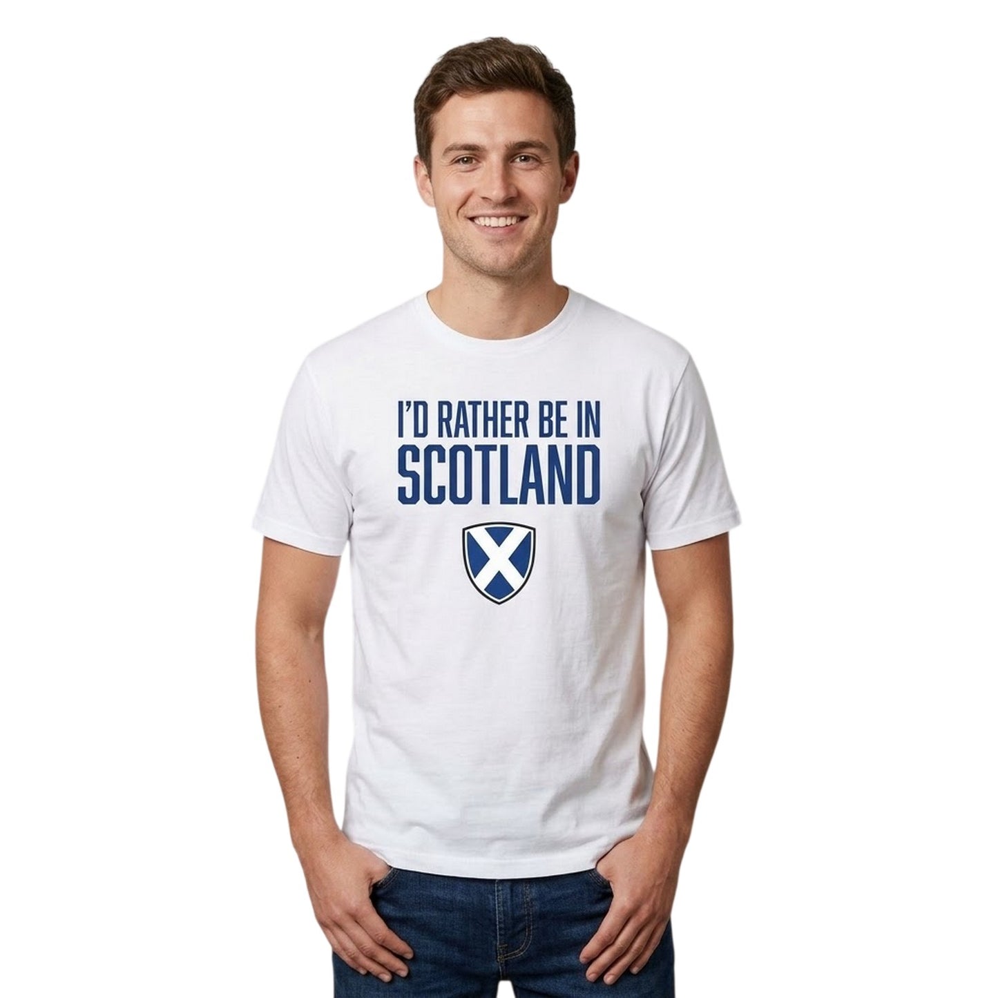 White - Side - AWD Mens Rather Be Scotland T-Shirt