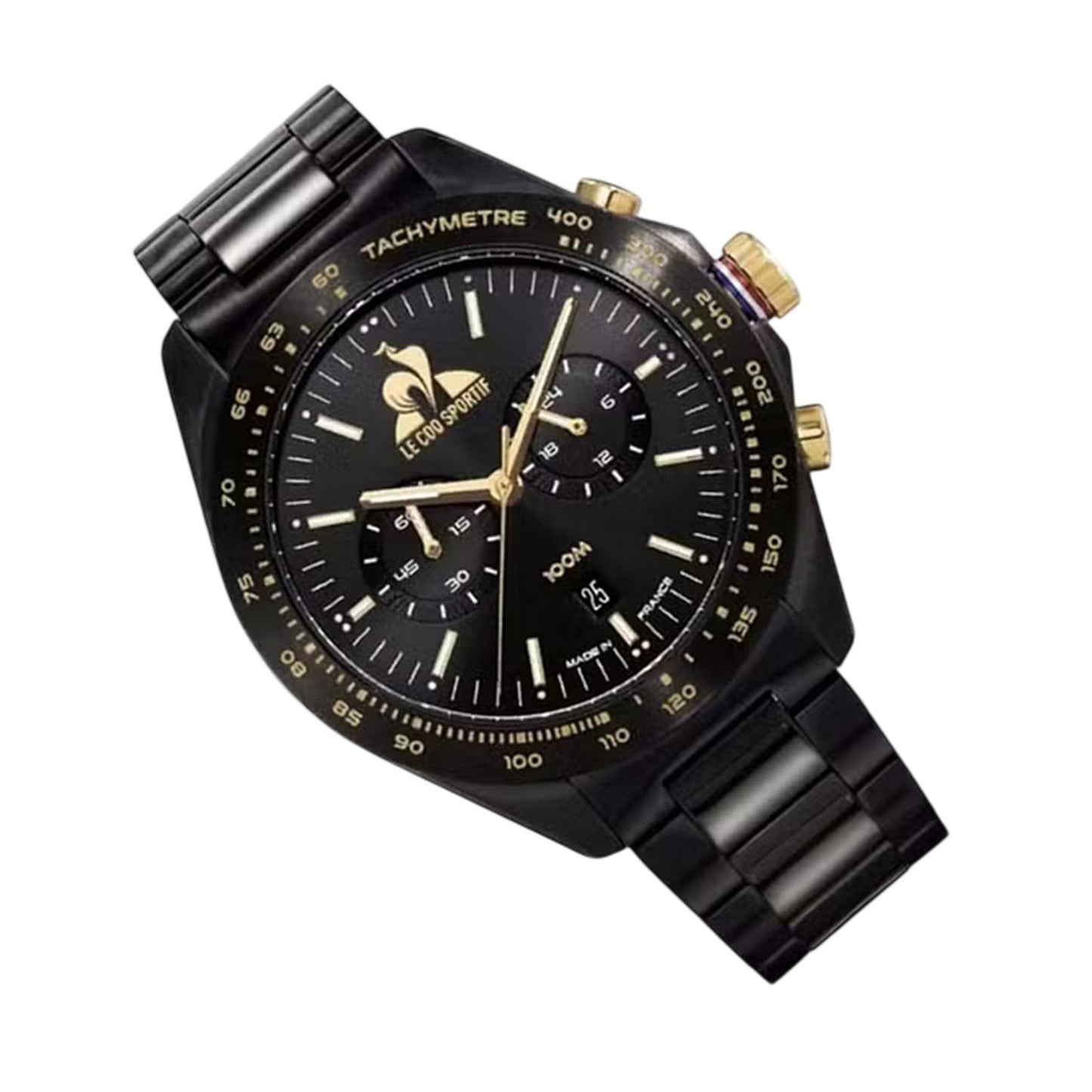 Black-Gold - Back - Le Coq Sportif Unisex Adult Dor Logo Steel Digital Watch