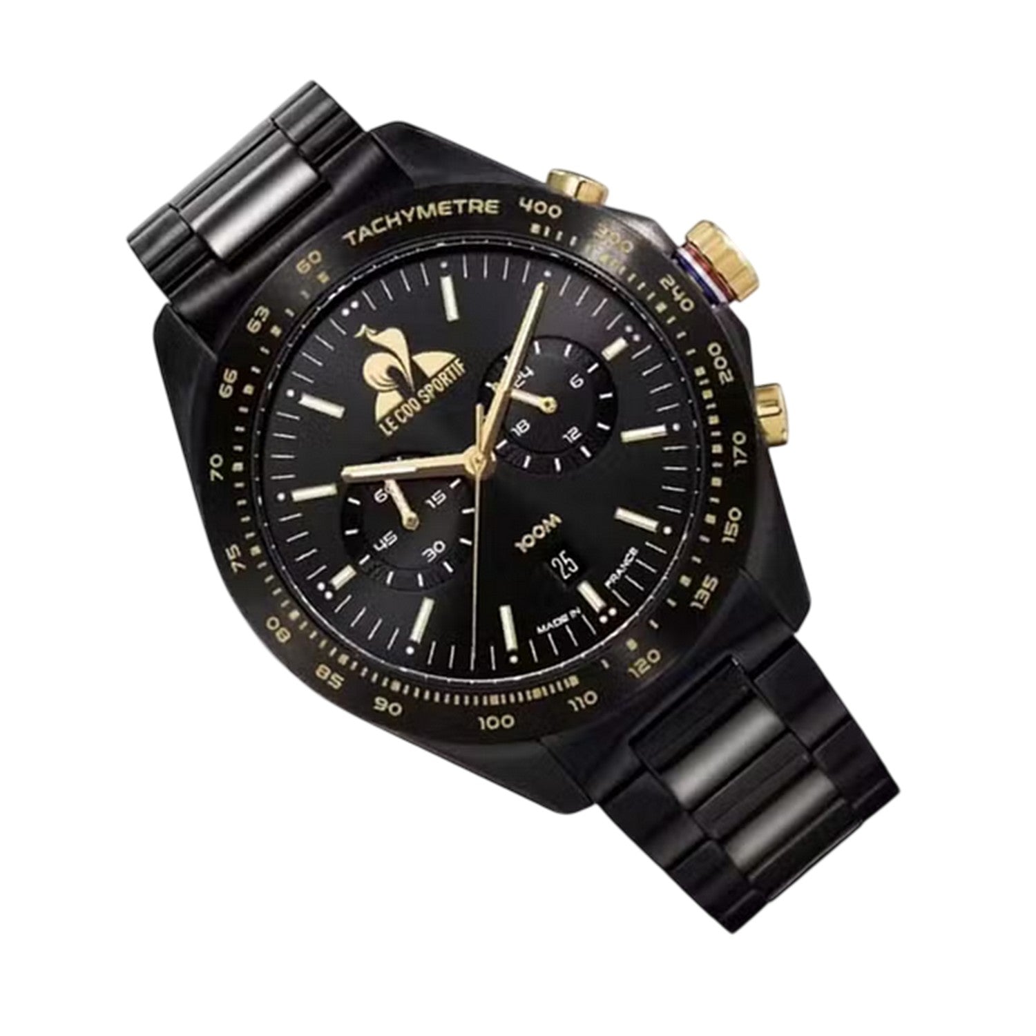 Black-Gold - Back - Le Coq Sportif Unisex Adult Dor Logo Steel Digital Watch