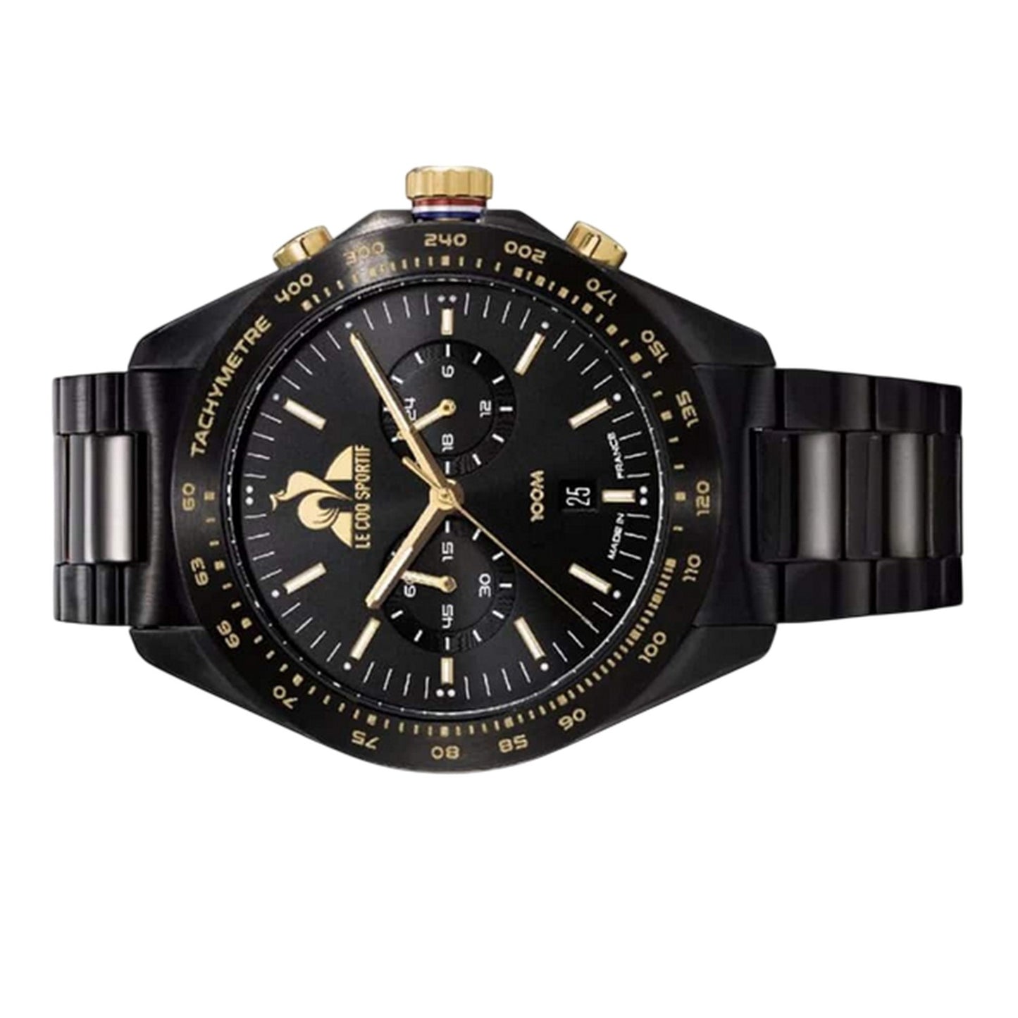 Black-Gold - Lifestyle - Le Coq Sportif Unisex Adult Dor Logo Steel Digital Watch
