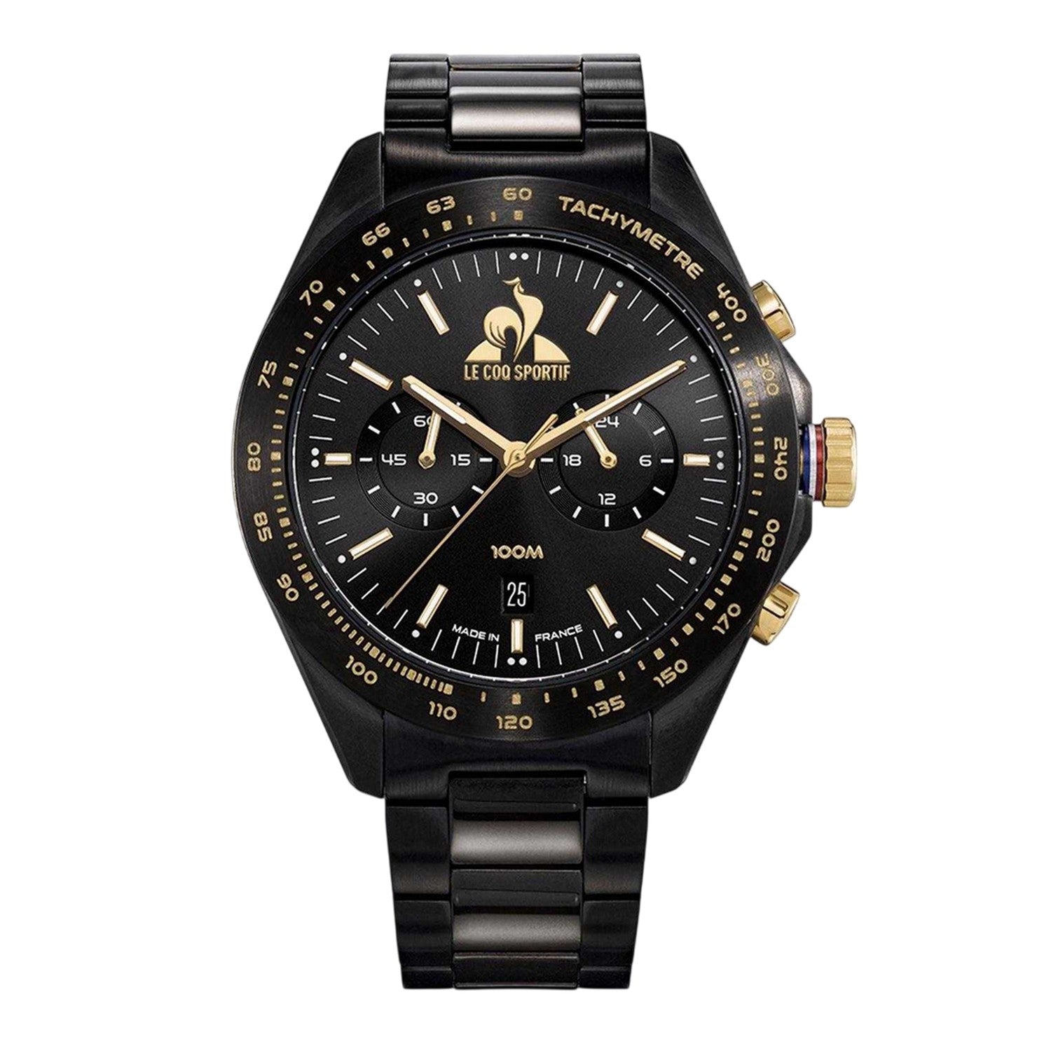 Black-Gold - Front - Le Coq Sportif Unisex Adult Dor Logo Steel Digital Watch