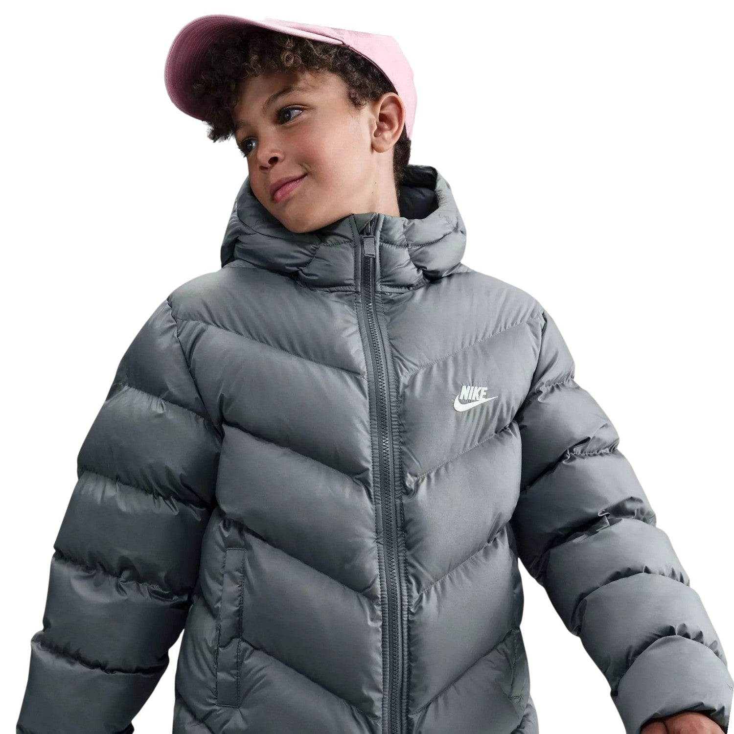 Grey - Side - Nike Childrens-Kids NSW Padded Jacket