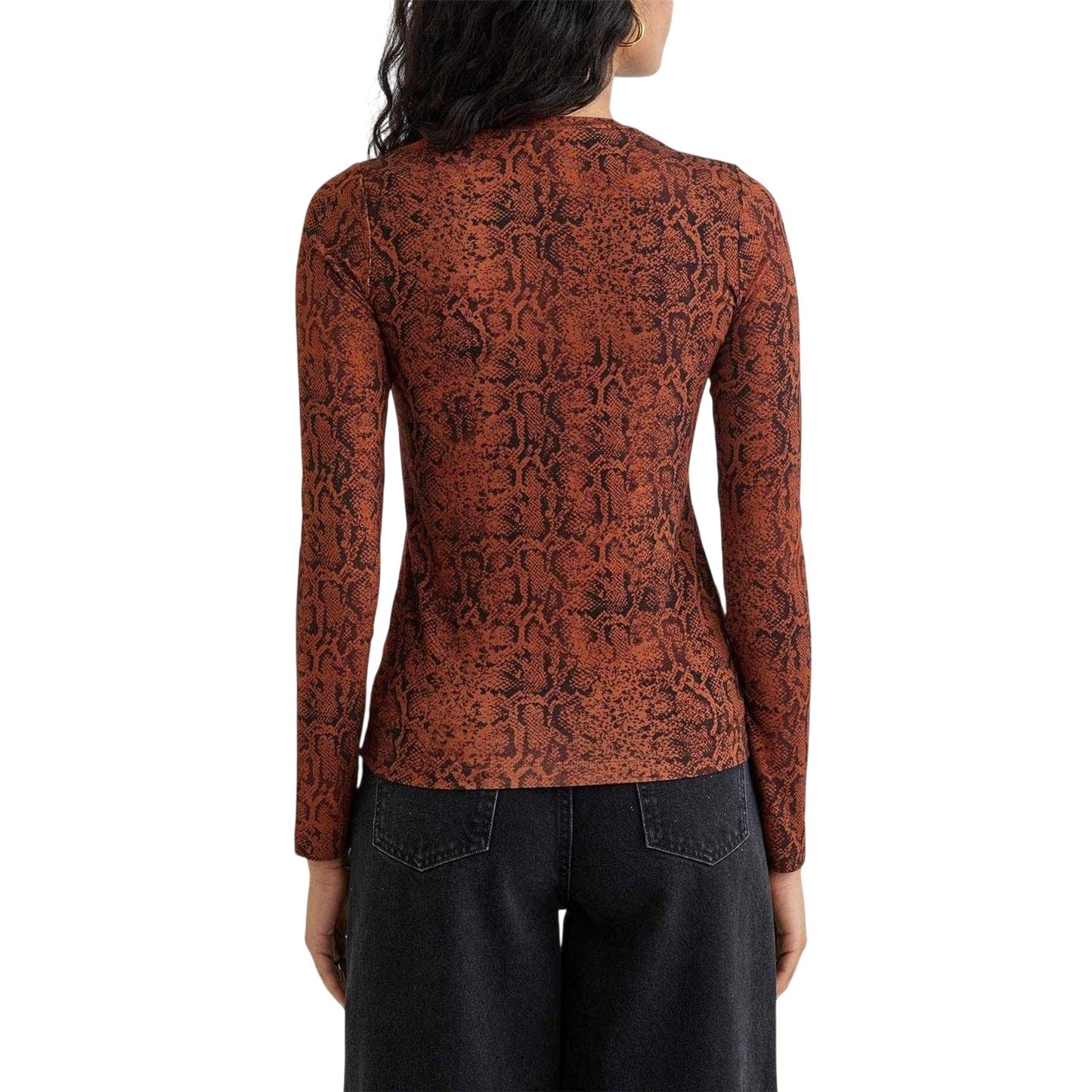 Brown - Back - Nobody´s Child Womens-Ladies Snake Print Slim Top
