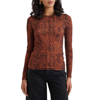 Brown - Front - Nobody´s Child Womens-Ladies Snake Print Slim Top