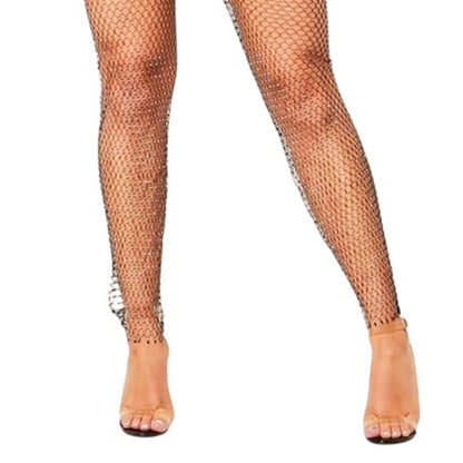 Black - Back - Missy Empire Womens-Ladies Mesh Diamante Trousers