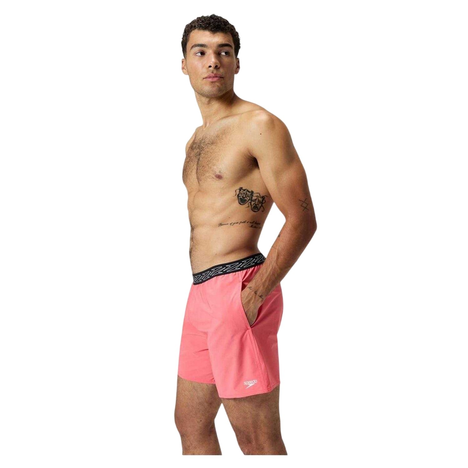 Coral - Side - Speedo Mens Hyperboom Banded Swim Shorts