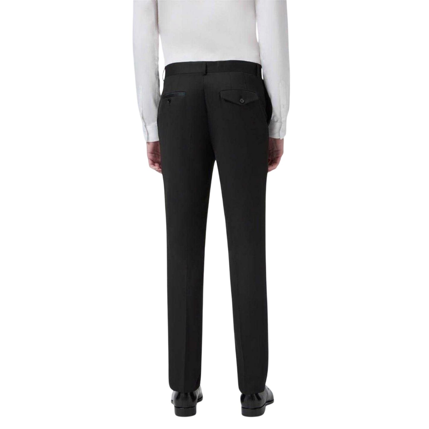 Black - Back - Twisted Tailor Mens Kingdon Slim Tuxedo Trousers