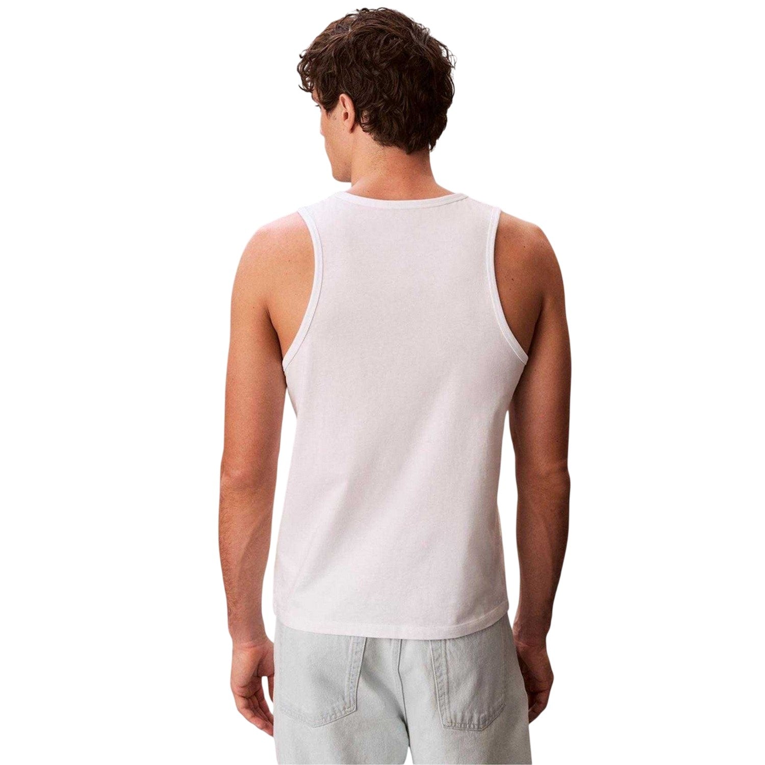 Bright White - Back - Calvin Klein Mens Monogram Regular Tank Top