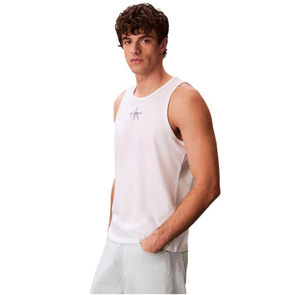 Bright White - Side - Calvin Klein Mens Monogram Regular Tank Top
