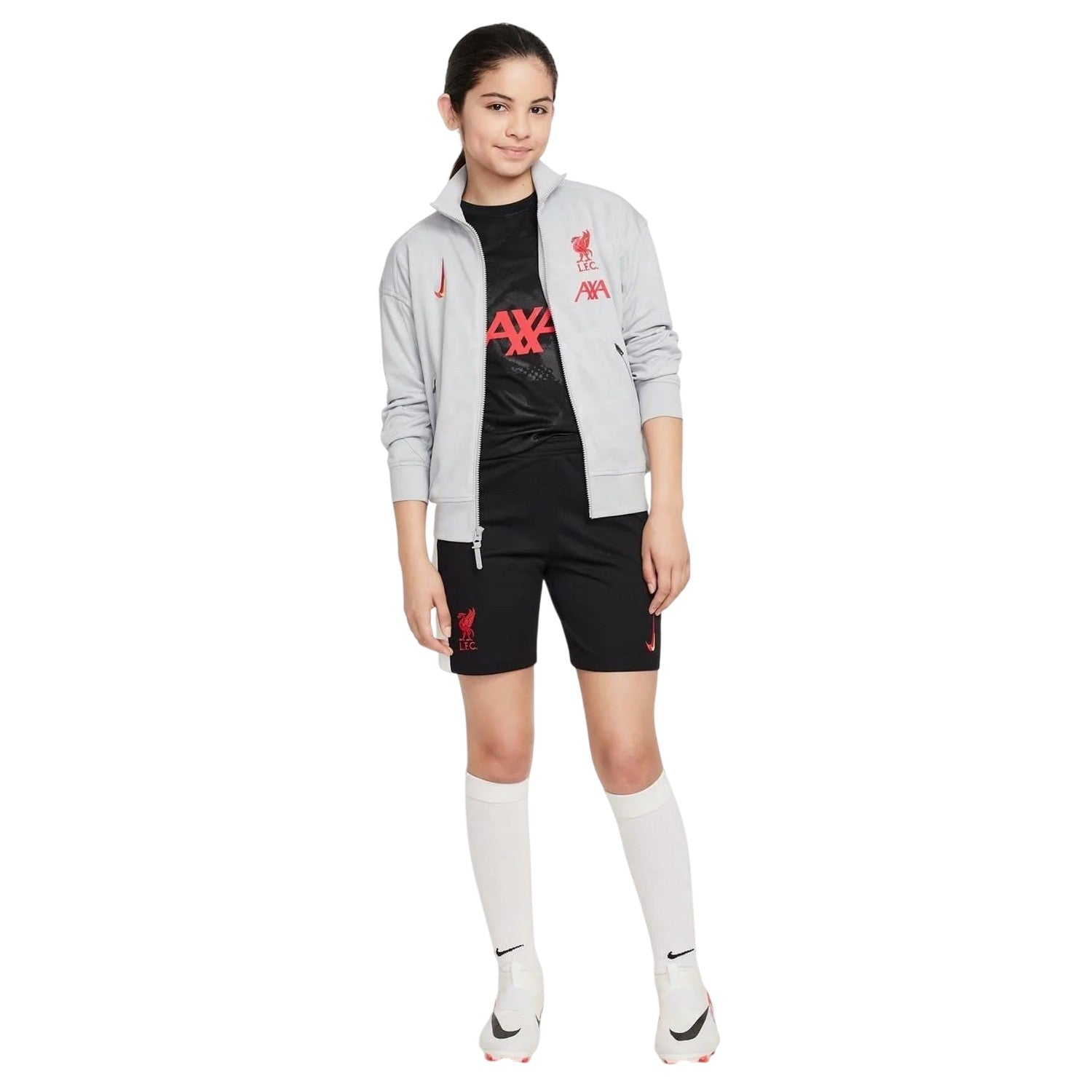 Grey - Close up - Nike Childrens-Kids 2024-2025 Strike Third Liverpool FC Anthem Jacket