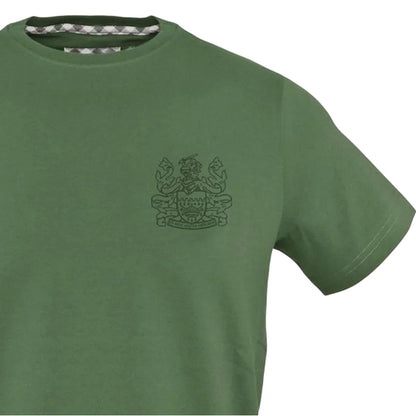 Military Green - Side - Aquascutum Mens Embroidered Logo Slim T-Shirt