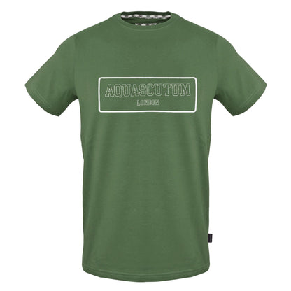 Military Green - Front - Aquascutum Mens Graphic Print Slim T-Shirt