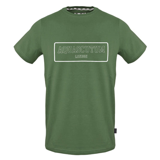 Military Green - Front - Aquascutum Mens Graphic Print Slim T-Shirt