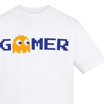 White - Side - Pac-Man Unisex Adult Gamer T-Shirt