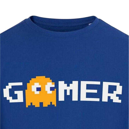 Blue - Side - Pac-Man Unisex Adult Gamer T-Shirt
