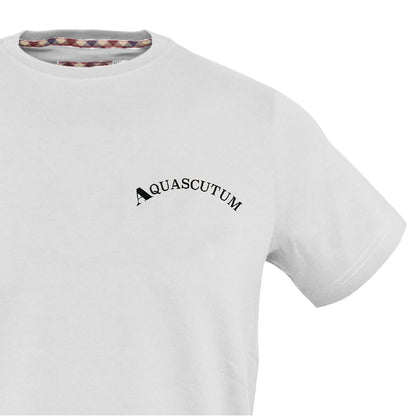 White - Side - Aquascutum Mens Curved Logo Slim T-Shirt