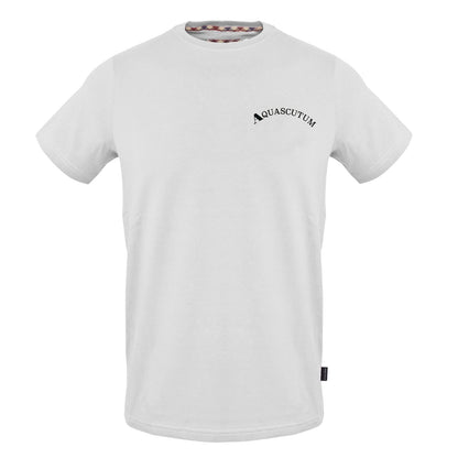 White - Front - Aquascutum Mens Curved Logo Slim T-Shirt