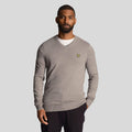 Grey - Front - Lyle & Scott Mens Merino Cotton V Neck Jumper
