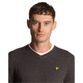 Charcoal - Side - Lyle & Scott Mens Merino Cotton V Neck Jumper