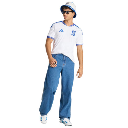 White-Blue - Pack Shot - Adidas Mens Greece Home Shirt