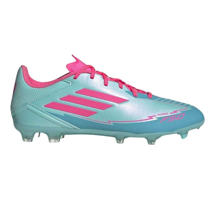 Blue-Pink - Front - Adidas Mens Messi F50 Firm Ground Football Boots