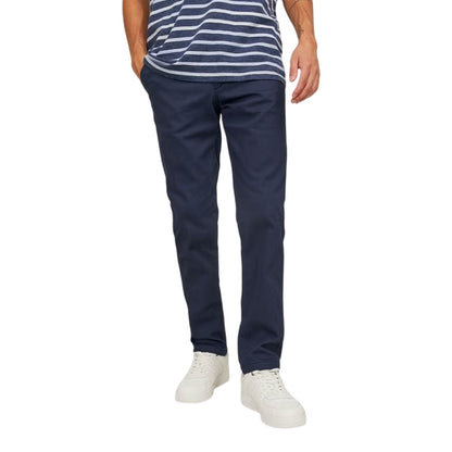 Beige-Navy - Back - Jack And Jones Mens Marco Slim Chinos (Pack of 2)