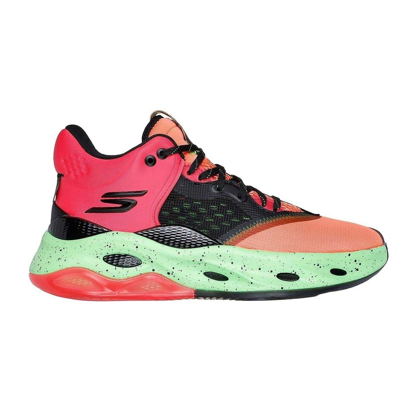 Orange-Green - Front - Skechers Mens Mesh Skateboarding Skate Shoes