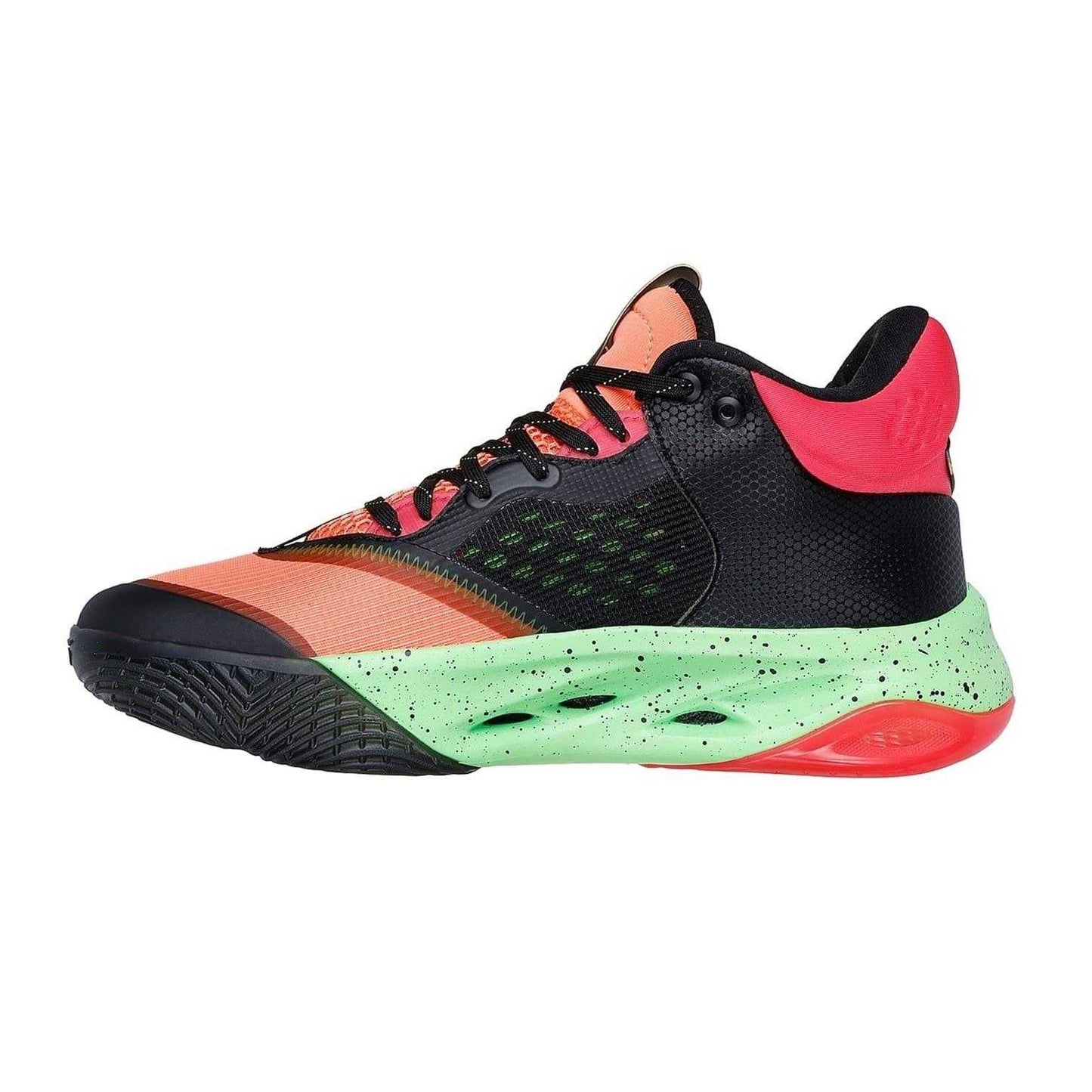 Orange-Green - Back - Skechers Mens Mesh Skateboarding Skate Shoes