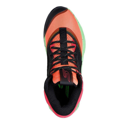 Orange-Green - Side - Skechers Mens Mesh Skateboarding Skate Shoes