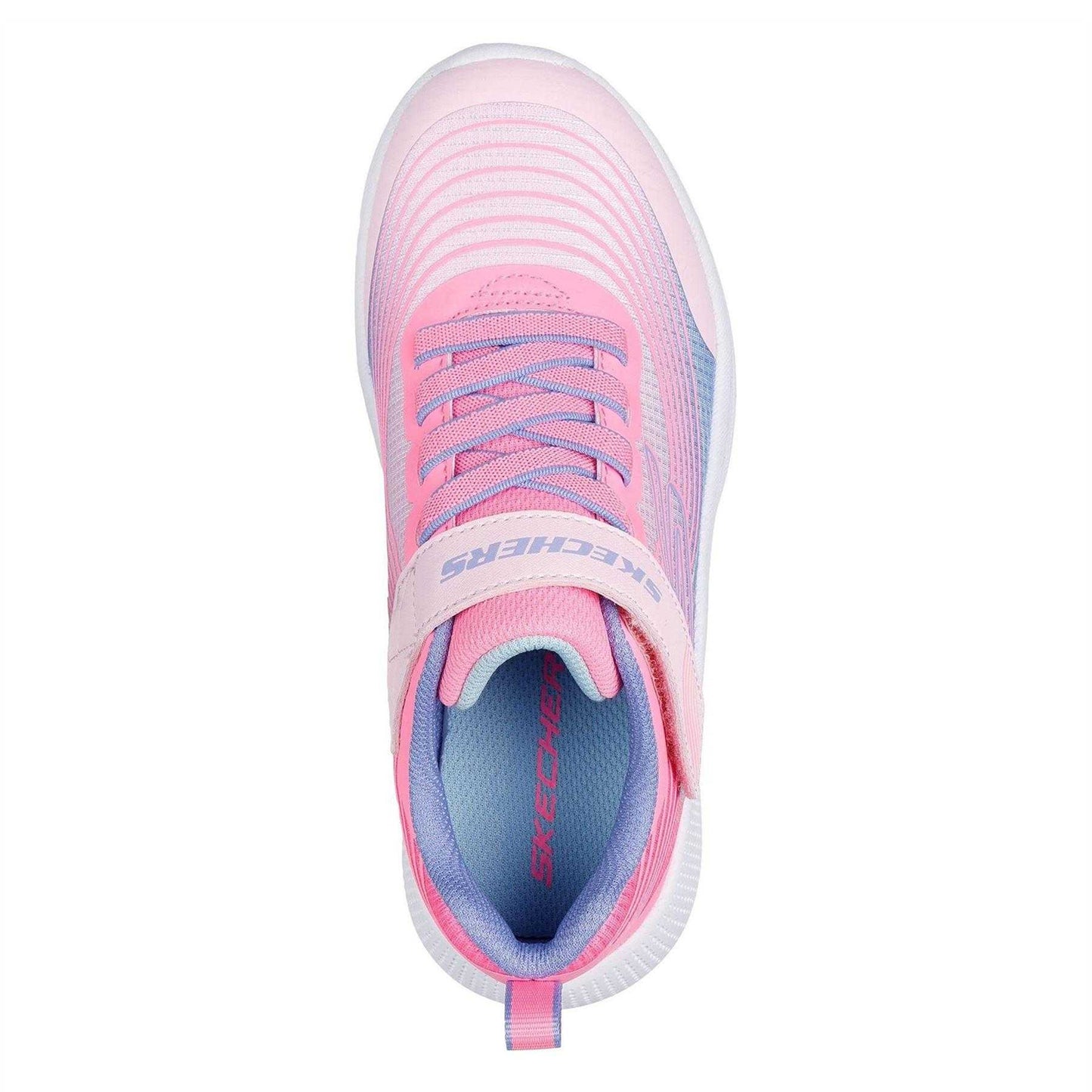 Pink-White-Pastel Green - Side - Skechers Childrens-Kids Microspec Mesh Trainers