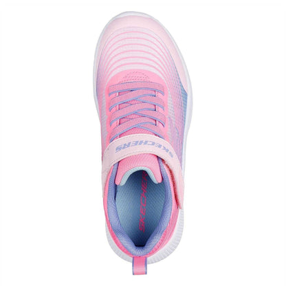 Pink-White-Pastel Green - Side - Skechers Childrens-Kids Microspec Mesh Trainers