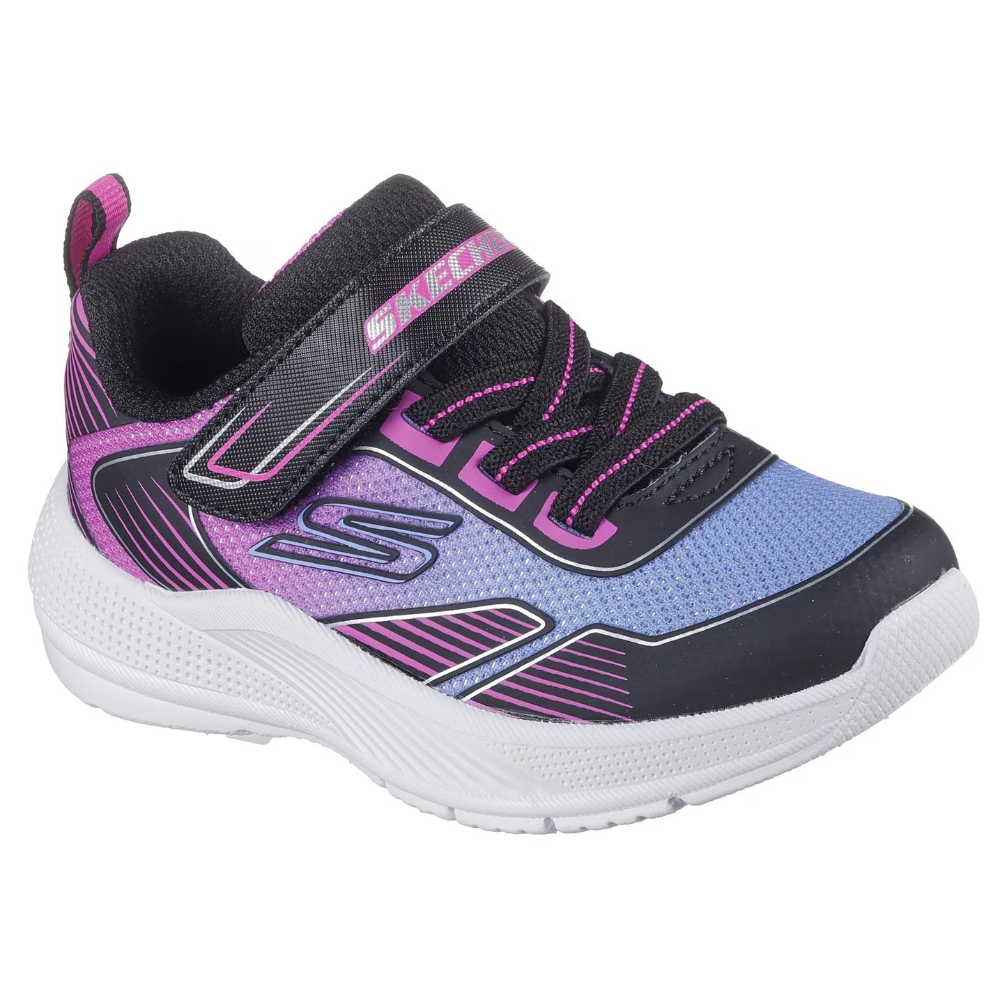 Black-Pink - Lifestyle - Skechers Childrens-Kids Microspec Mesh Trainers