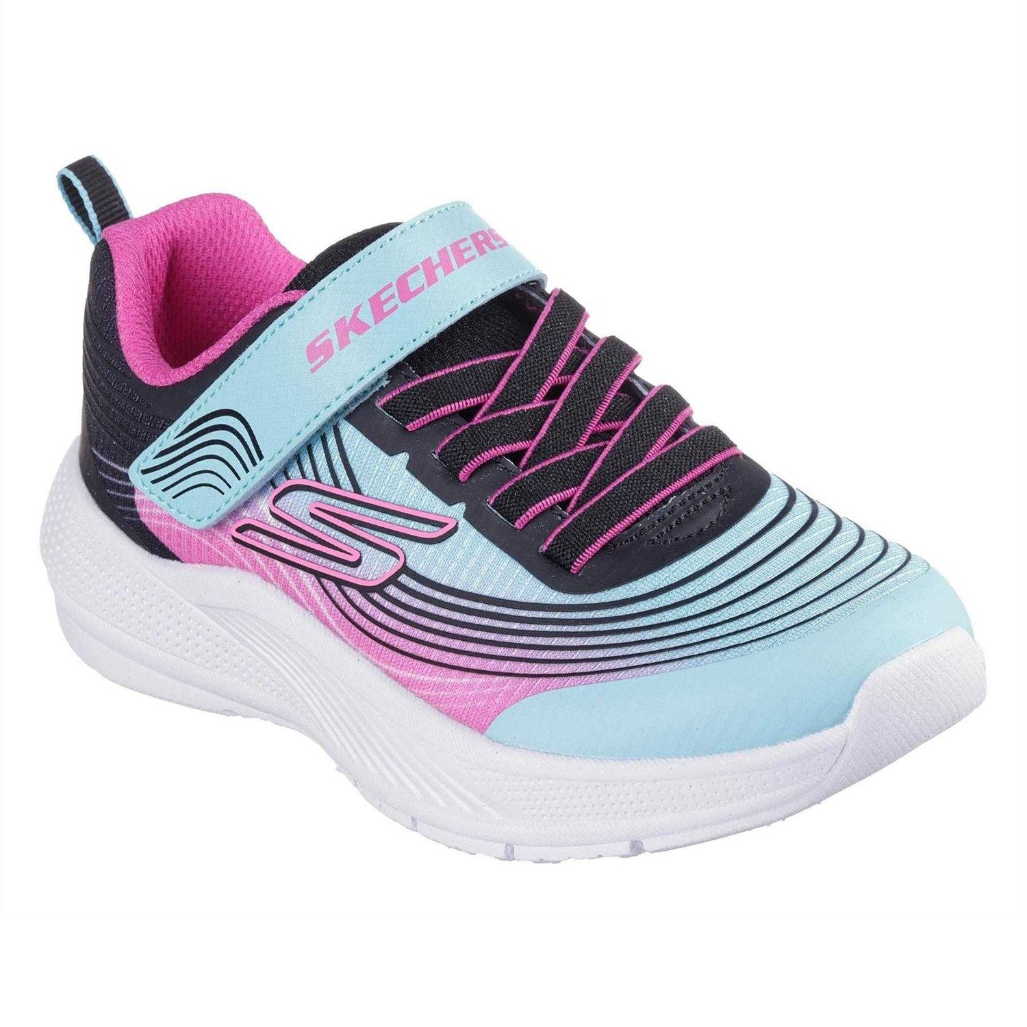 Navy-Multicoloured - Pack Shot - Skechers Childrens-Kids Microspec Mesh Trainers