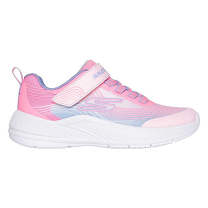 Pink-White-Pastel Green - Front - Skechers Childrens-Kids Microspec Mesh Trainers