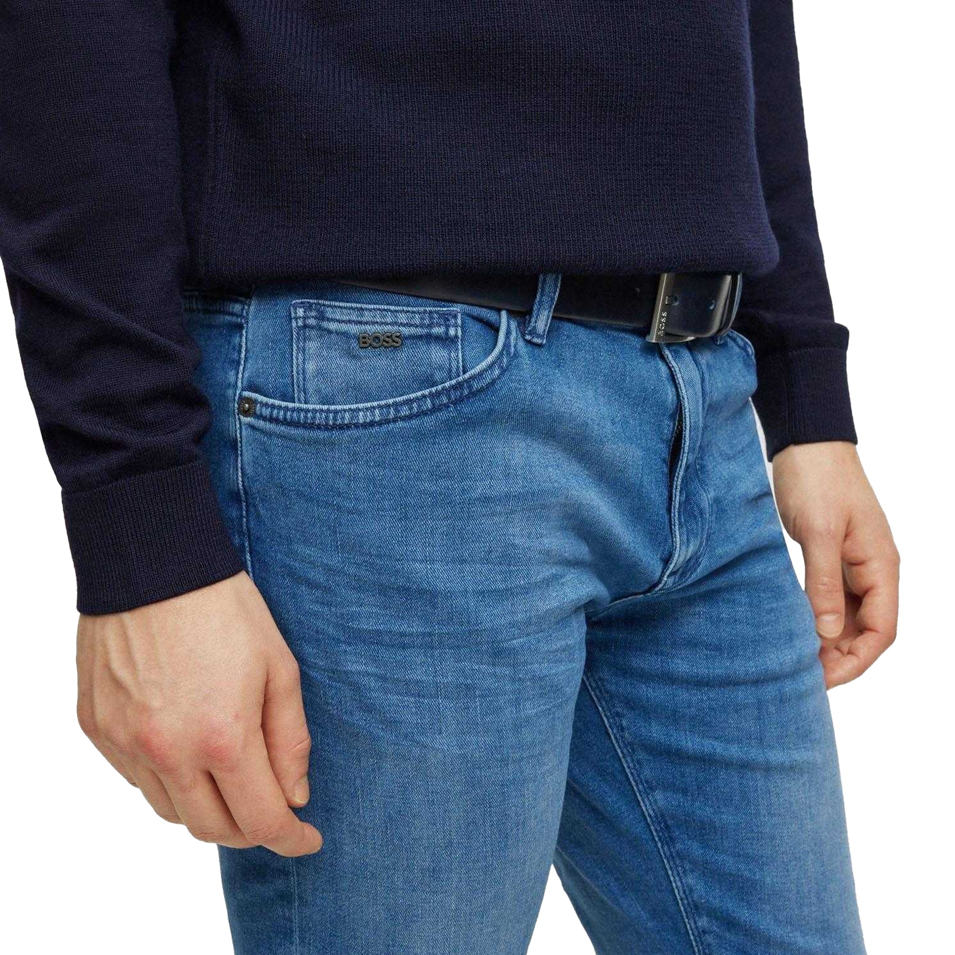 Blue - Lifestyle - Boss Mens Maine Denim Regular Jeans