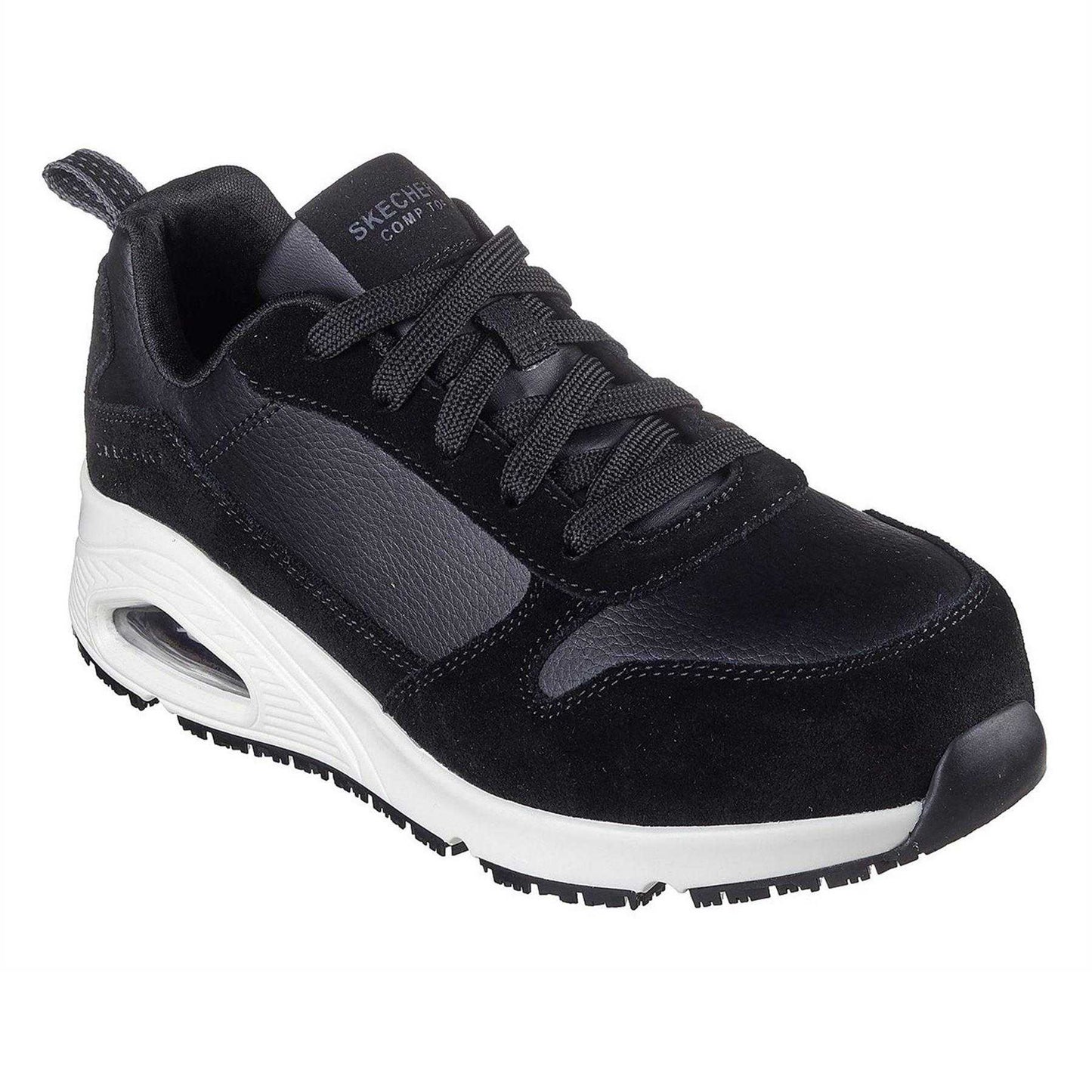 Black-White - Pack Shot - Skechers Womens-Ladies Safety Shoes