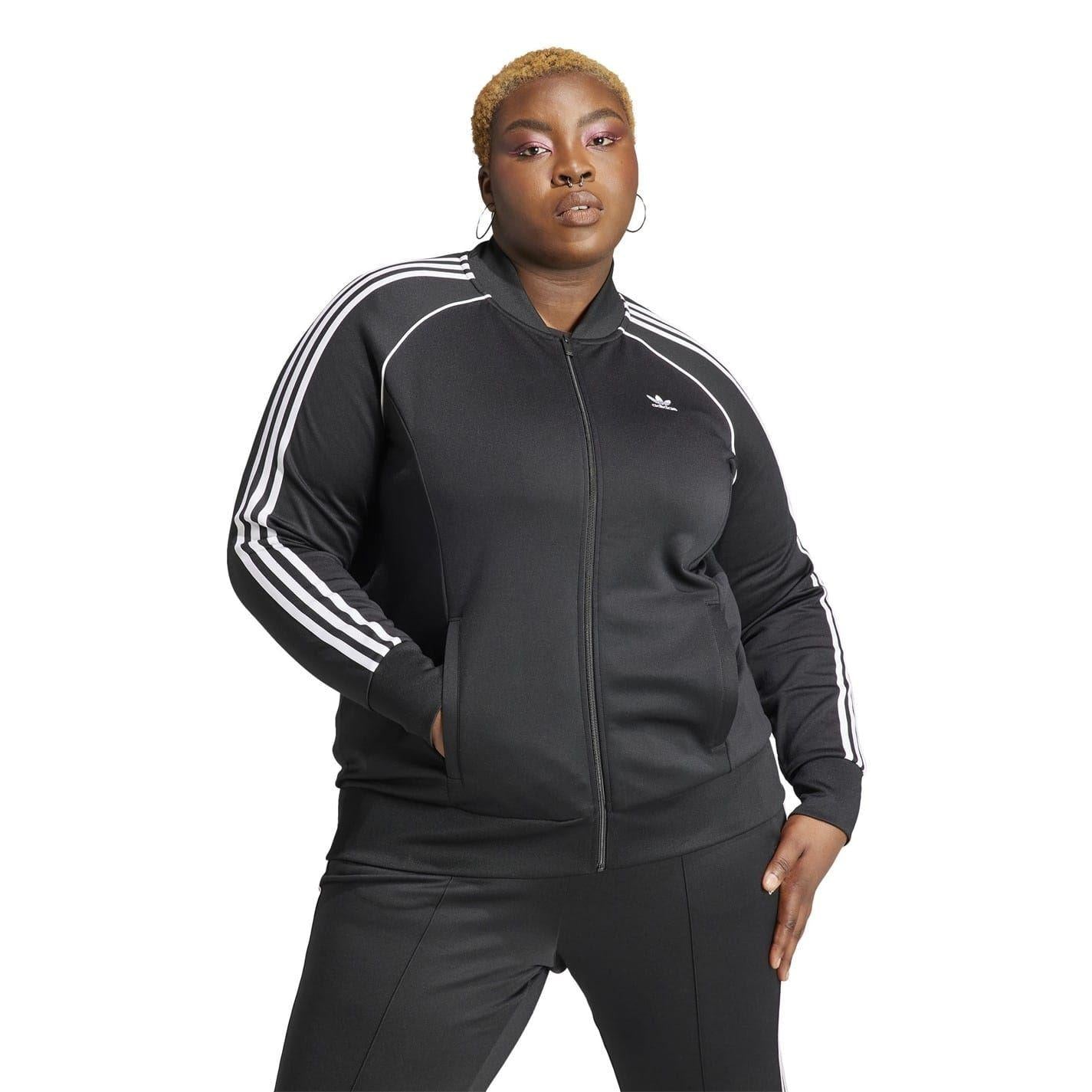 Black - Side - Adidas Womens-Ladies 3 Stripes Track Jacket