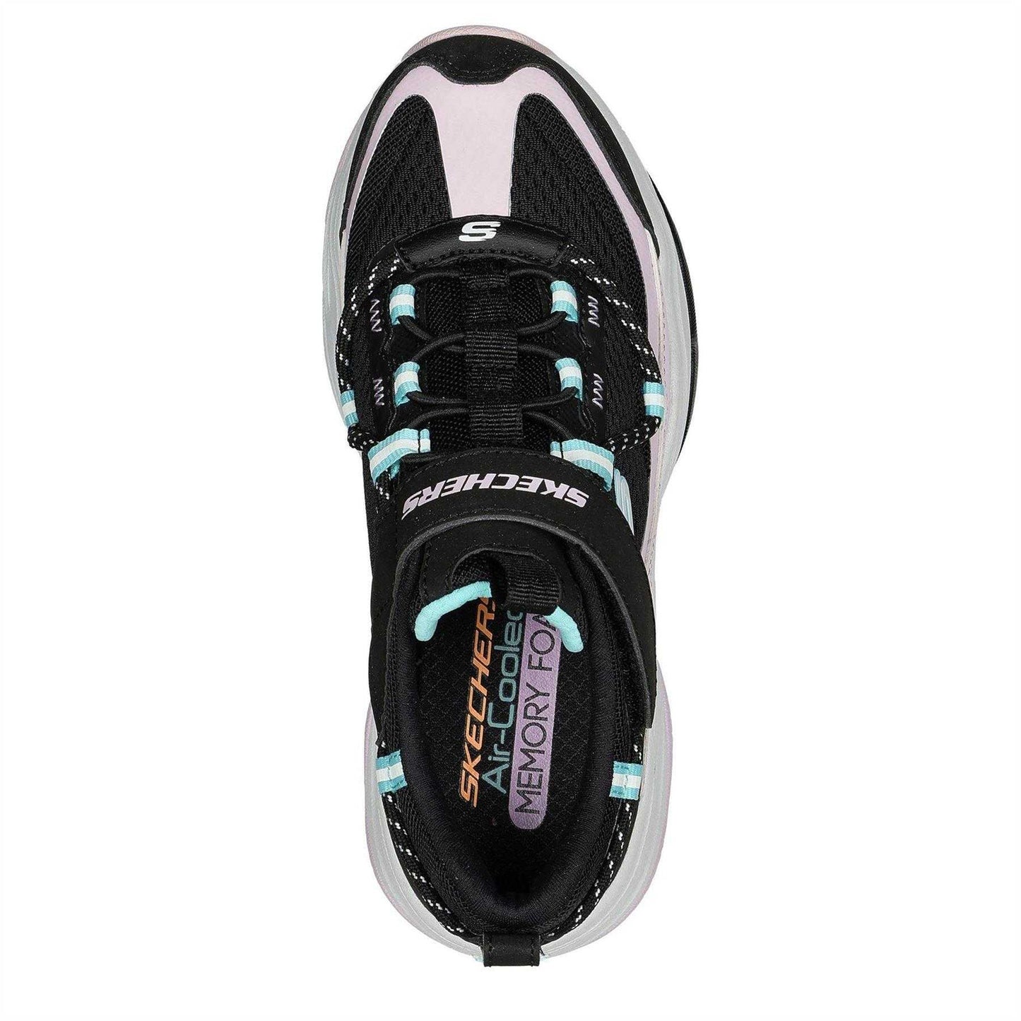 Black-Lavender - Side - Skechers Childrens-Kids D´Lites 4.0 Trainers