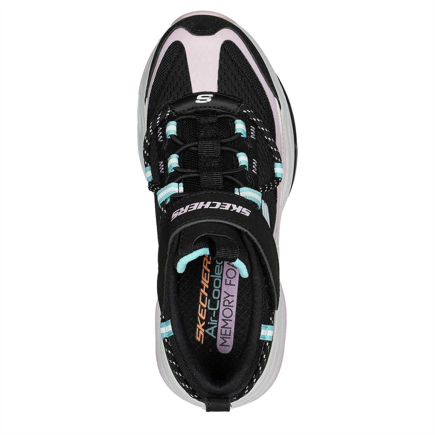Black-Lavender - Side - Skechers Childrens-Kids D´Lites 4.0 Trainers