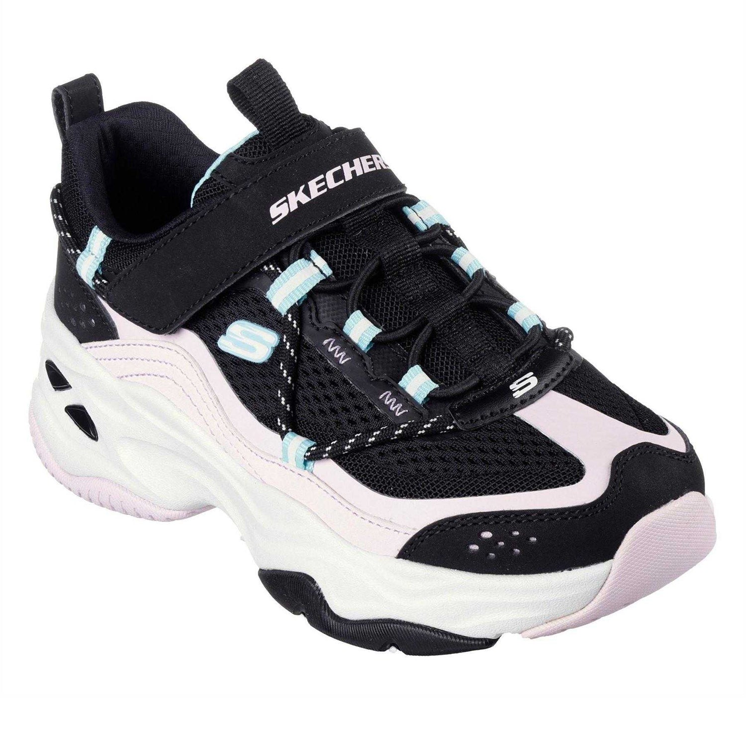 Black-White - Lifestyle - Skechers Childrens-Kids D´Lites 4.0 Trainers